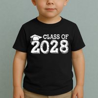 Class Of 2028 Grow With Me Handprints Space On Back Toddler T-Shirt