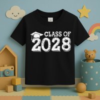 Class Of 2028 Grow With Me Handprints Space On Back Toddler T-Shirt