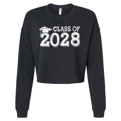 Class Of 2028 Grow With Me Handprints Space On Back Cropped Pullover Crew