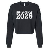 Class Of 2028 Grow With Me Handprints Space On Back Cropped Pullover Crew