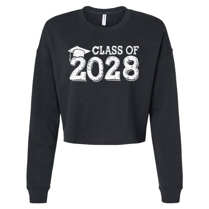 Class Of 2028 Grow With Me Handprints Space On Back Cropped Pullover Crew