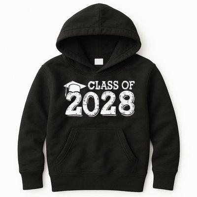 Class Of 2028 Grow With Me Handprints Space On Back Kids Hoodie