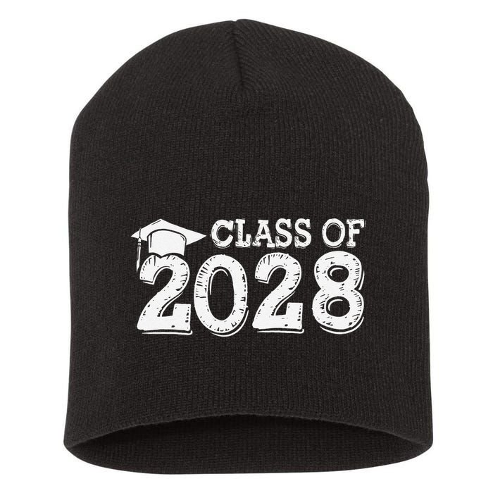 Class Of 2028 Grow With Me Handprints Space On Back Short Acrylic Beanie
