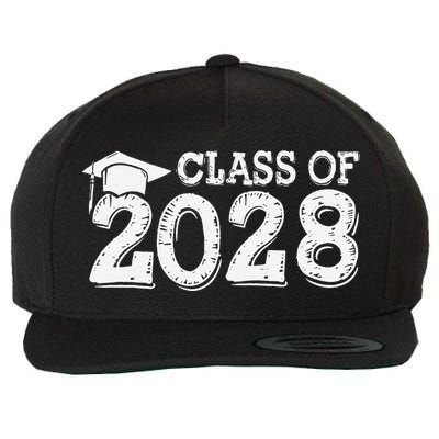 Class Of 2028 Grow With Me Handprints Space On Back Wool Snapback Cap