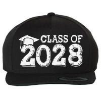 Class Of 2028 Grow With Me Handprints Space On Back Wool Snapback Cap