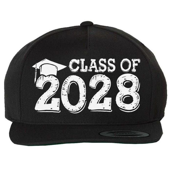 Class Of 2028 Grow With Me Handprints Space On Back Wool Snapback Cap