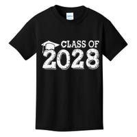 Class Of 2028 Grow With Me Handprints Space On Back Kids T-Shirt