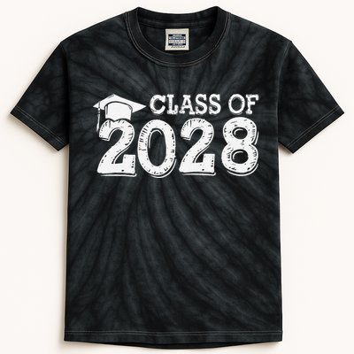 Class Of 2028 Grow With Me Handprints Space On Back Kids Tie-Dye T-Shirt