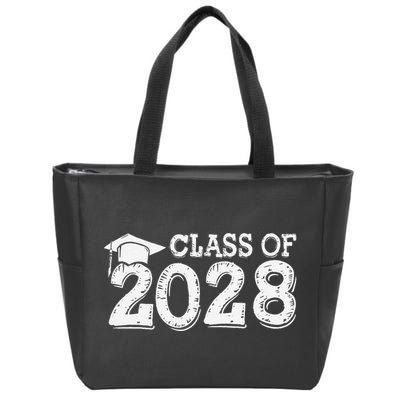Class Of 2028 Grow With Me Handprints Space On Back Zip Tote Bag