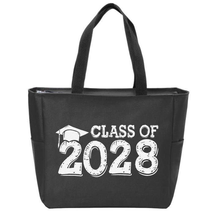 Class Of 2028 Grow With Me Handprints Space On Back Zip Tote Bag