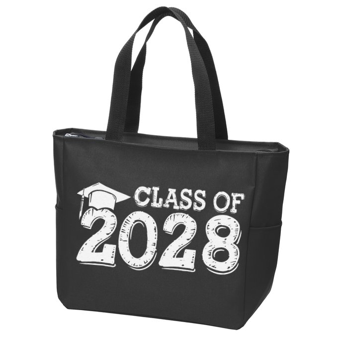 Class Of 2028 Grow With Me Handprints Space On Back Zip Tote Bag