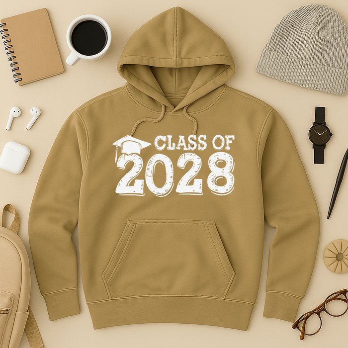 Class Of 2028 Grow With Me Handprints Space On Back Hoodie