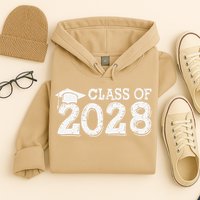 Class Of 2028 Grow With Me Handprints Space On Back Hoodie