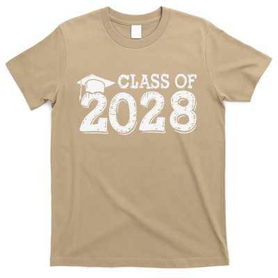 Class Of 2028 Grow With Me Handprints Space On Back T-Shirt