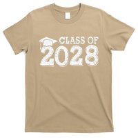 Class Of 2028 Grow With Me Handprints Space On Back T-Shirt