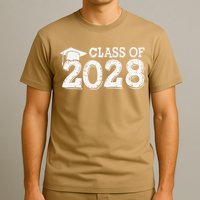 Class Of 2028 Grow With Me Handprints Space On Back T-Shirt