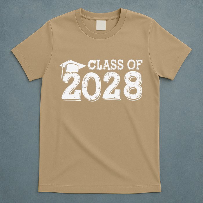 Class Of 2028 Grow With Me Handprints Space On Back T-Shirt
