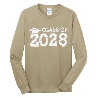 Class Of 2028 Grow With Me Handprints Space On Back Tall Long Sleeve T-Shirt