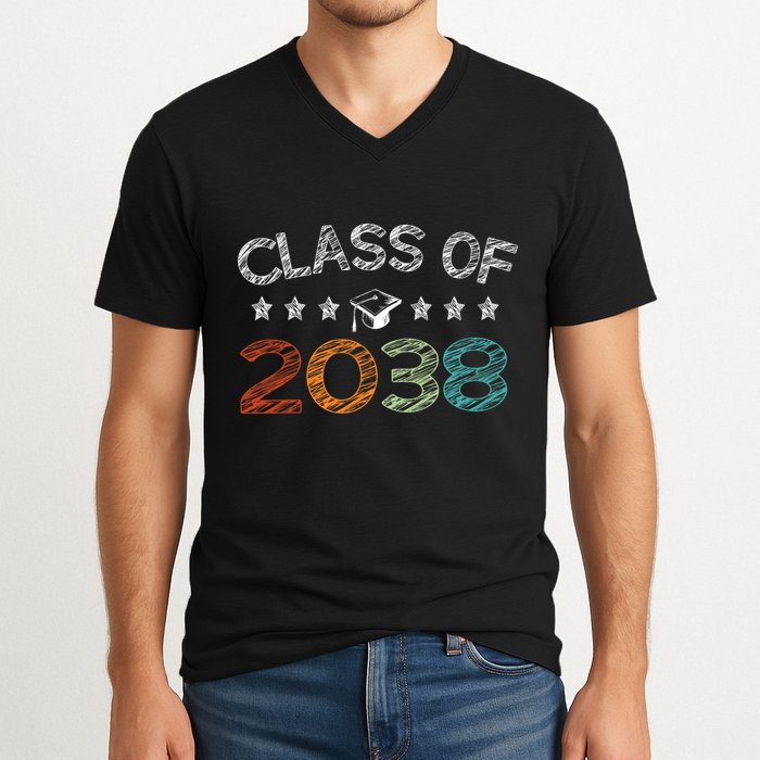 Class Of 2038 Grow With Me First Day School V-Neck T-Shirt