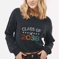Class Of 2038 Grow With Me First Day School Cropped Pullover Crew