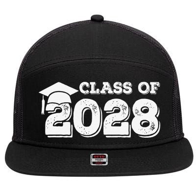 Class Of 2028 Senior Graduation 2028 7 Panel Mesh Trucker Snapback Hat