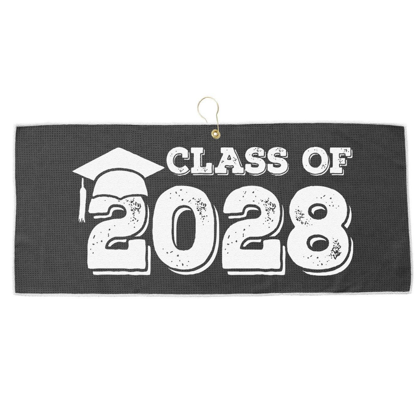 Class Of 2028 Senior Graduation 2028 Large Microfiber Waffle Golf Towel