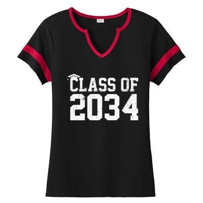 Class Of 2034 Grow With Me Graduation First Day Of School Ladies Halftime Notch Neck Tee