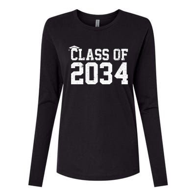 Class Of 2034 Grow With Me Graduation First Day Of School Womens Cotton Relaxed Long Sleeve T-Shirt