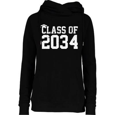 Class Of 2034 Grow With Me Graduation First Day Of School Womens Funnel Neck Pullover Hood