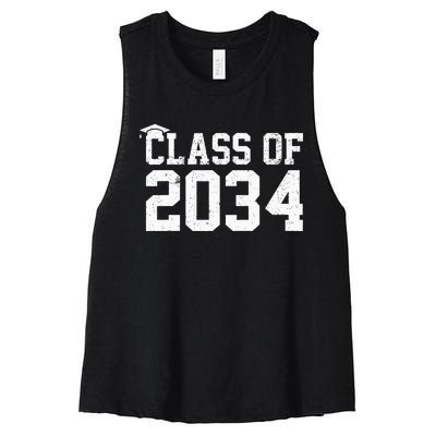 Class Of 2034 Grow With Me Graduation First Day Of School Women's Racerback Cropped Tank