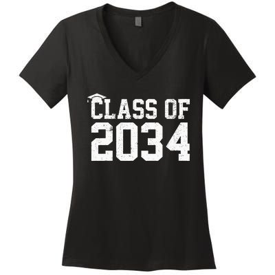 Class Of 2034 Grow With Me Graduation First Day Of School Women's V-Neck T-Shirt