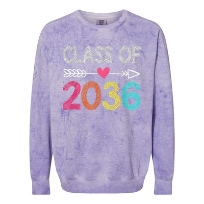 Class Of 2036 Grow With Me First Day Of Kindergarten Colorblast Crewneck Sweatshirt