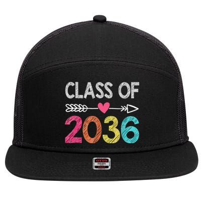 Class Of 2036 Grow With Me First Day Of Kindergarten 7 Panel Mesh Trucker Snapback Hat