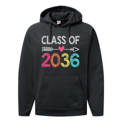 Class Of 2036 Grow With Me First Day Of Kindergarten Performance Fleece Hoodie