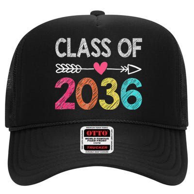 Class Of 2036 Grow With Me First Day Of Kindergarten High Crown Mesh Back Trucker Hat