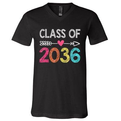 Class Of 2036 Grow With Me First Day Of Kindergarten V-Neck T-Shirt