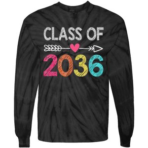 Class Of 2036 Grow With Me First Day Of Kindergarten Tie-Dye Long Sleeve Shirt