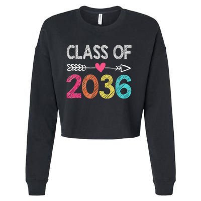 Class Of 2036 Grow With Me First Day Of Kindergarten Cropped Pullover Crew