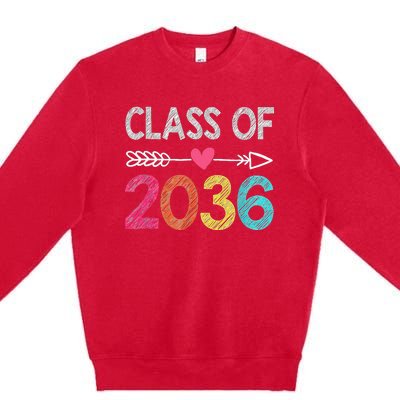 Class Of 2036 Grow With Me First Day Of Kindergarten Premium Crewneck Sweatshirt