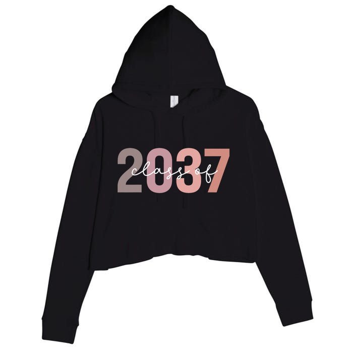 Class Of 2037 Grow With Me First Day Of School Graduation Crop Fleece Hoodie