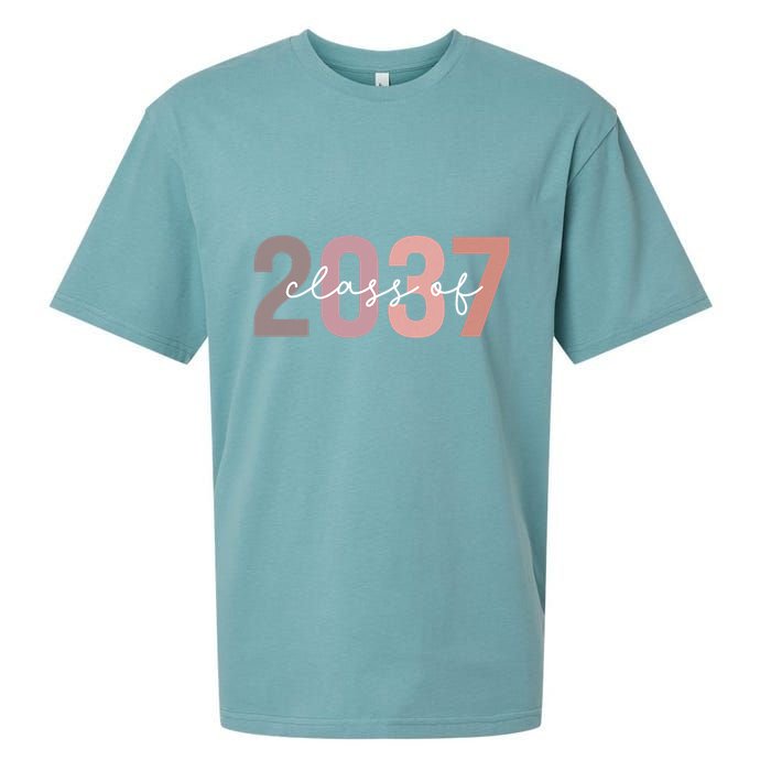 Class Of 2037 Grow With Me First Day Of School Graduation Sueded Cloud Jersey T-Shirt
