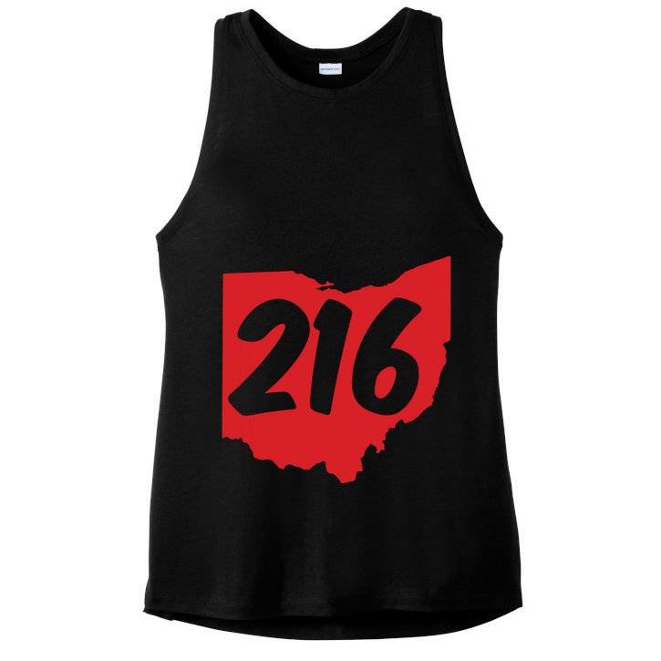 Cleveland Ohio 216 Area Code Ladies PosiCharge Tri-Blend Wicking Tank