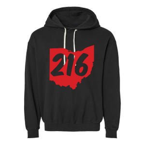 Cleveland Ohio 216 Area Code Garment-Dyed Fleece Hoodie