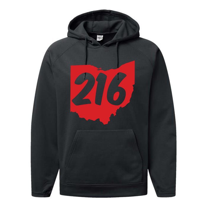 Cleveland Ohio 216 Area Code Performance Fleece Hoodie