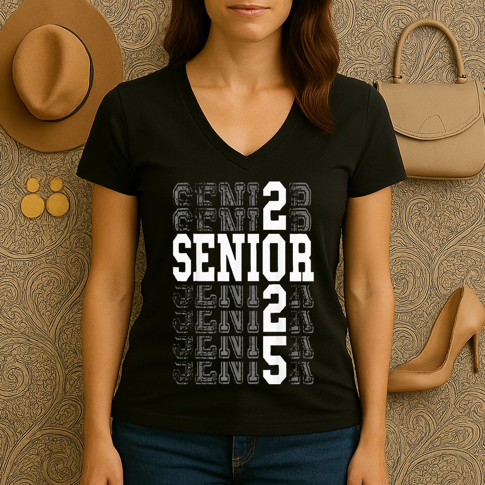 Class Of 2025 Senior 2025 Back To School 2025 Graduation 25 Women's V-Neck T-Shirt