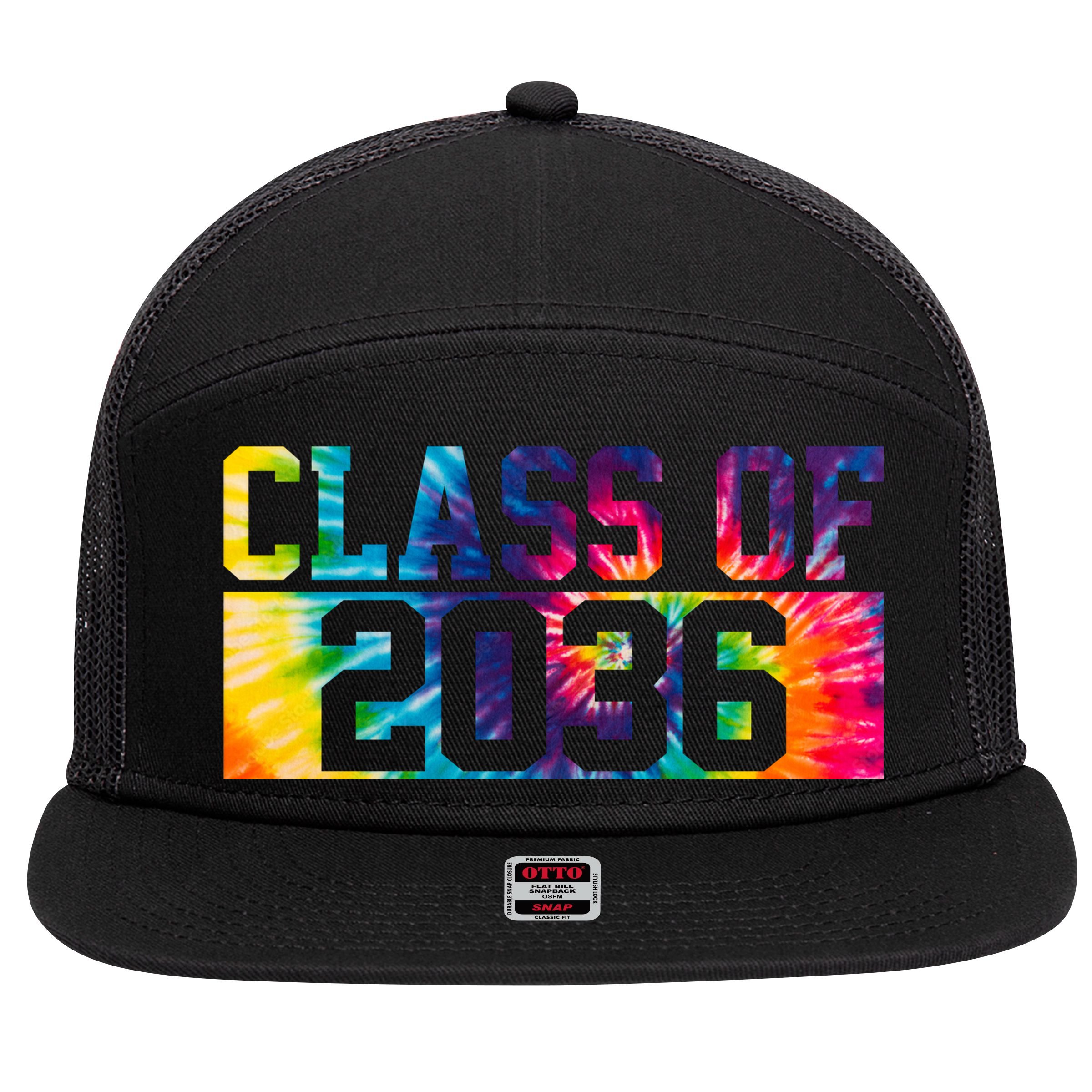Class Of 2036 Graduation First Day Tie Dye 7 Panel Mesh Trucker Snapback Hat