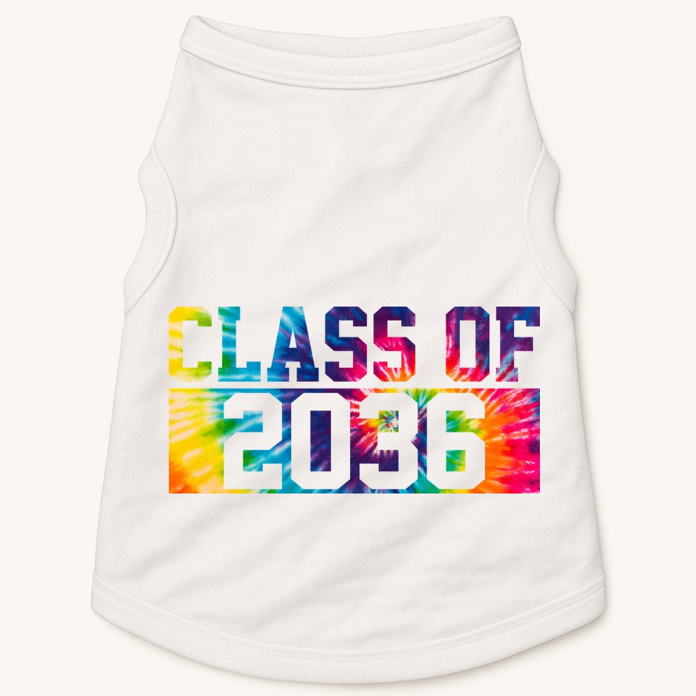 Class Of 2036 Graduation First Day Tie Dye Doggie Tank