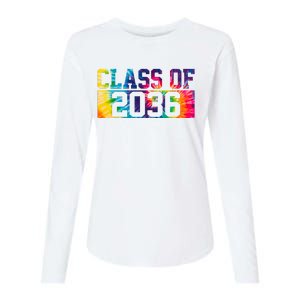 Class Of 2036 Graduation First Day Tie Dye Womens Cotton Relaxed Long Sleeve T-Shirt