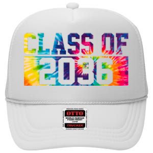 Class Of 2036 Graduation First Day Tie Dye High Crown Mesh Back Trucker Hat