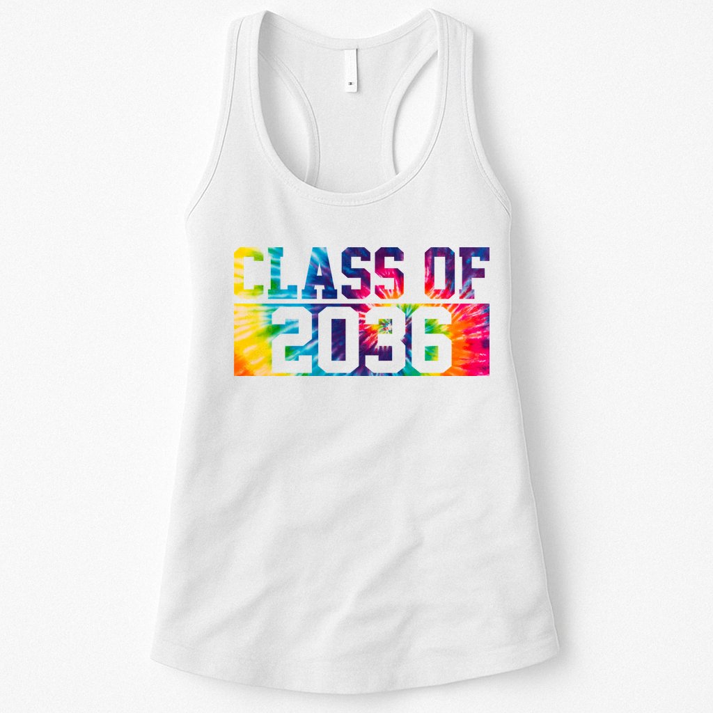 Class Of 2036 Graduation First Day Tie Dye Womens Tank Top